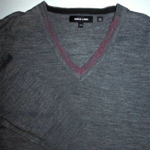 NWOT XXL Jared Lang Men's Knit V-Neck Merino Wool Acrylic Pullover Sweater $149